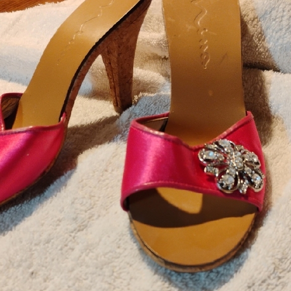 Nina Fuchsia Satin Heels with Sparkling Broch - Picture 1 of 1